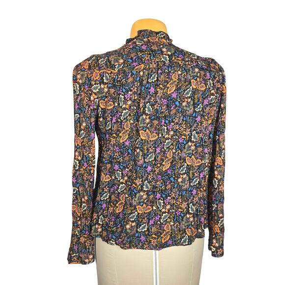 Dear John Womens Medium Top Flowy Colorful Dark Floral Leaves Nature Whimsygoth - Picture 5 of 10